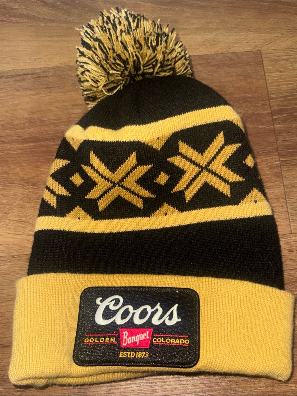 Coors Black and Khaki knit beanie With Pom Pom